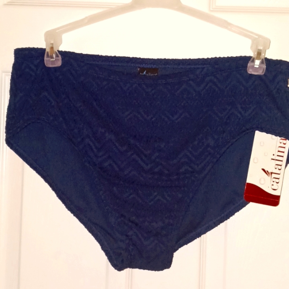 Plus size Catalina swimsuit lined lace bikini bottom Full coverage Navy 1X 2X